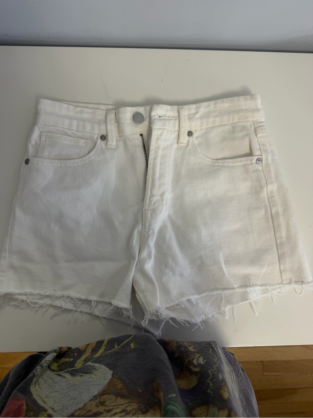 Just Black White High-Rise Denim Cutoff Shorts